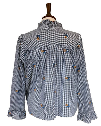 Ida Floral Gingham Frill Blouse