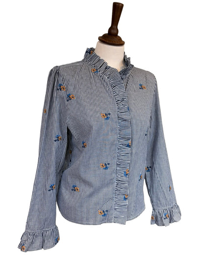 Ida Floral Gingham Frill Blouse