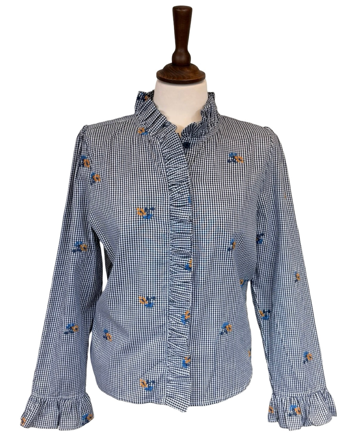 Ida Floral Gingham Frill Blouse