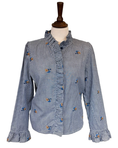 Ida Floral Gingham Frill Blouse