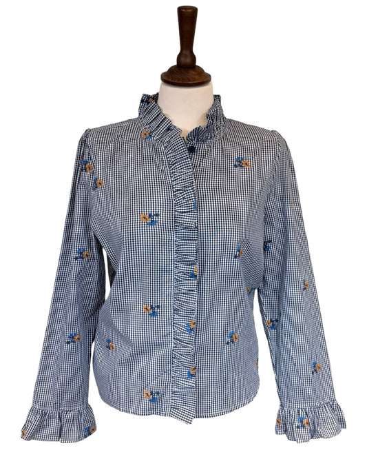 Ida Floral Gingham Frill Blouse