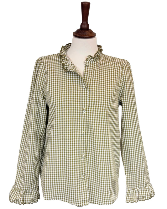 Anna Gingham Frill Blouse