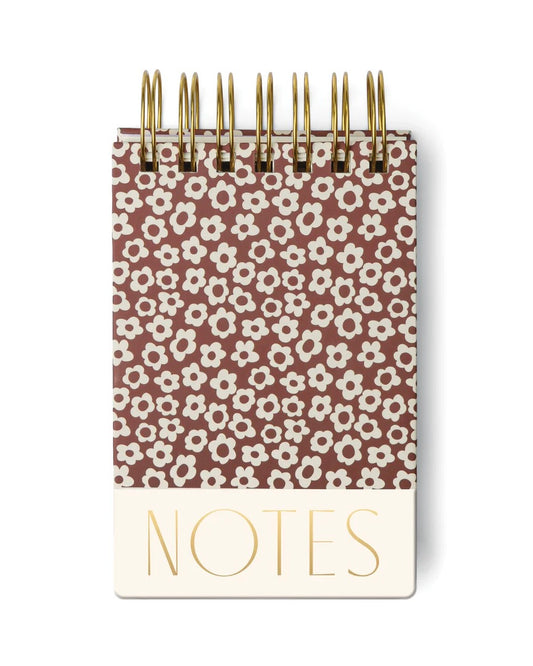 Twin Wire Chunky Notepad - Burgundy Groovy Floral
