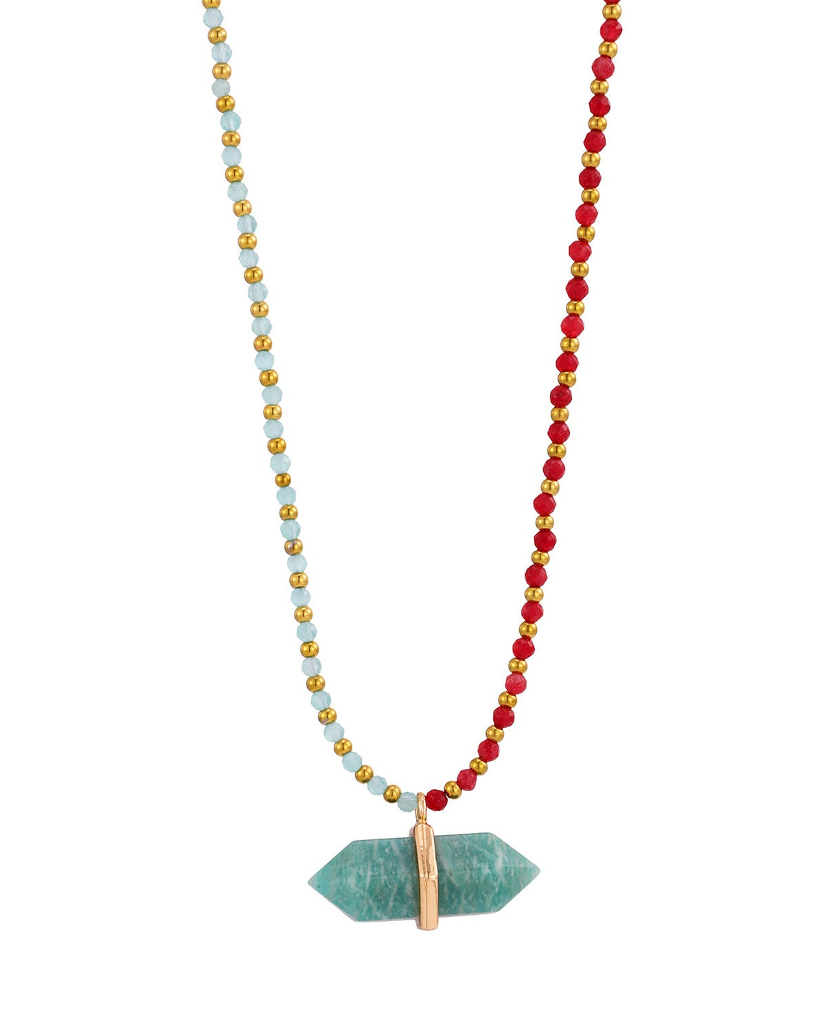 Semi Precious Stone Pendant Beaded Necklace