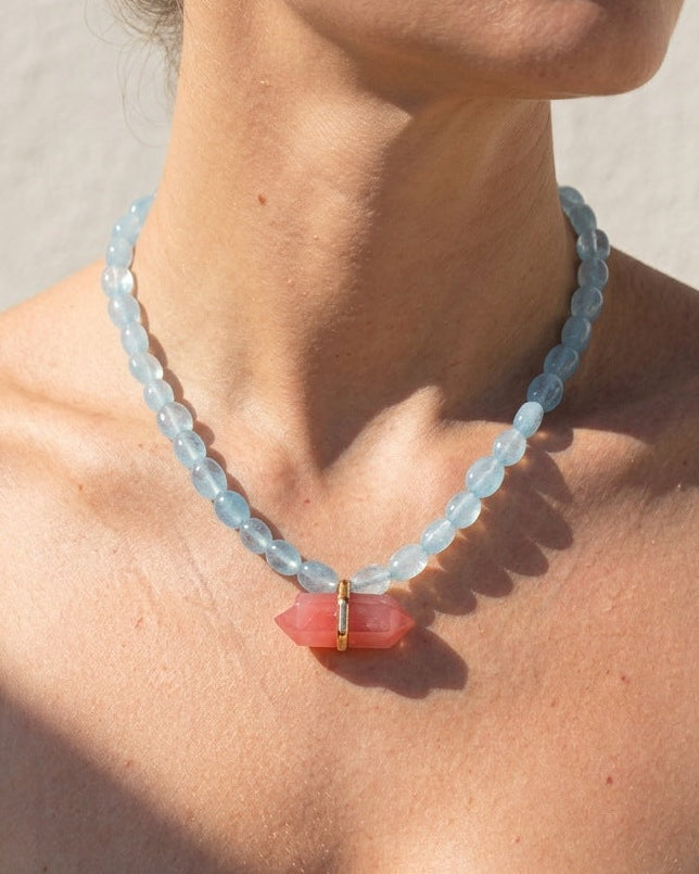 Crystal Pendant Beaded Necklace