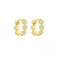Gold Flower Huggies With Cubic Zirconia