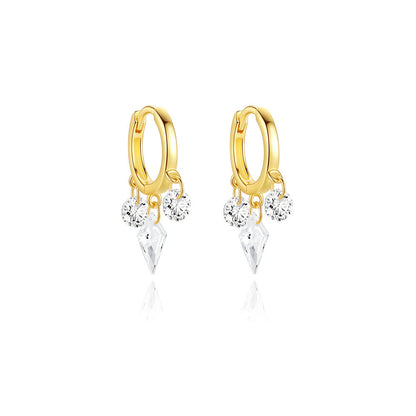 Gold Trio Crystal Huggie