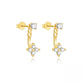 Gold Flower Ear Jacket With Cubic Zirconia