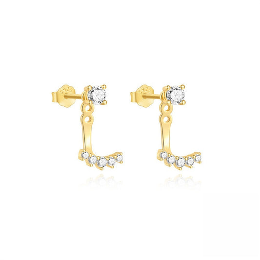 Gold 5 Stud Ear Jacket With Cubic Zirconia