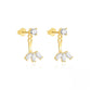 Gold Trio Petal Ear Jacket With Cubic Zirconia
