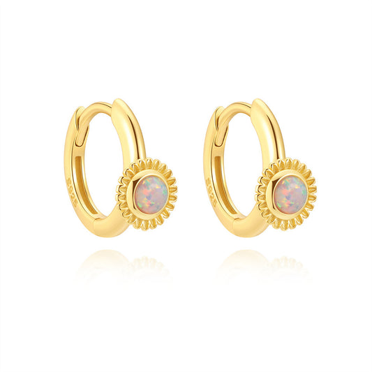 Gold Opal Huggies