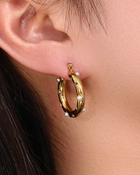 Pearl & Gem Hoops