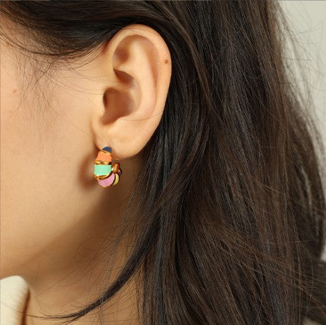 Multi Enamel Small Hoops
