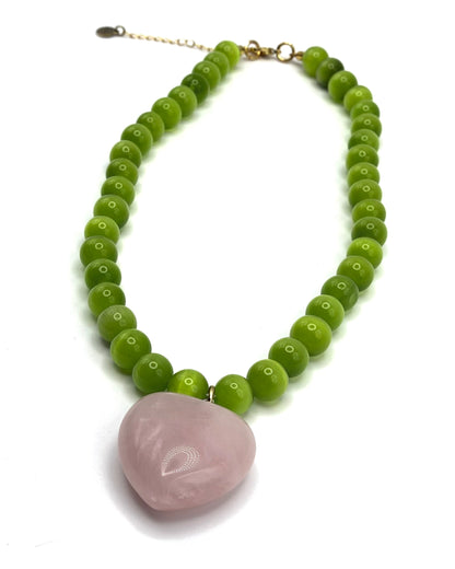 Semi Precious Stone Heart Pendant Necklace