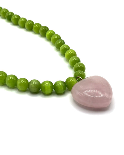 Semi Precious Stone Heart Pendant Necklace