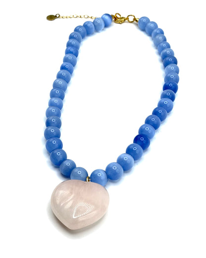 Semi Precious Stone Heart Pendant Necklace