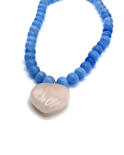 Semi Precious Stone Heart Pendant Necklace