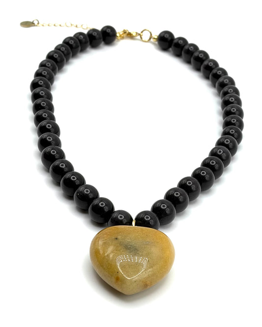 Semi Precious Stone Heart Pendant Necklace