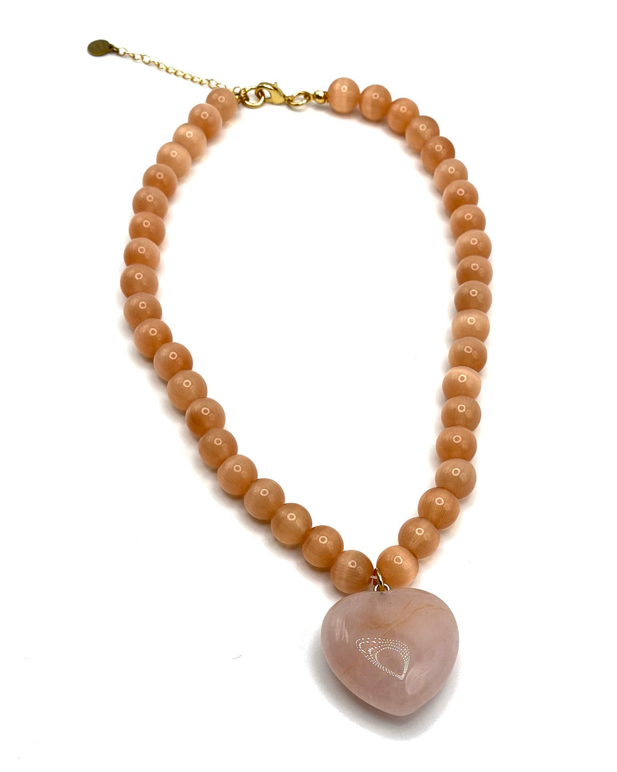 Semi Precious Stone Heart Pendant Necklace