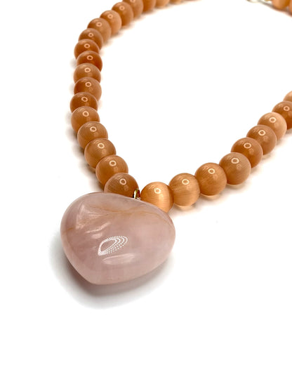 Semi Precious Stone Heart Pendant Necklace