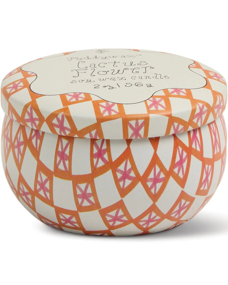 Tulip Printed Tin Candle - Cactus Flower