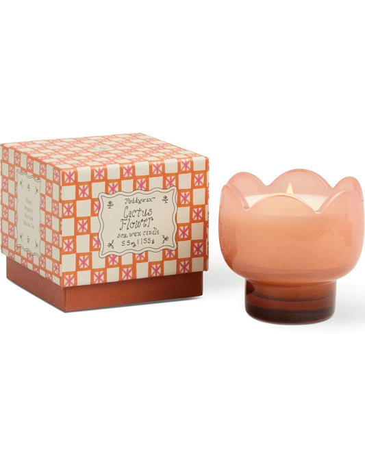 Tulip Pink & Burnt Orange Glass Candle - Cactus Flower