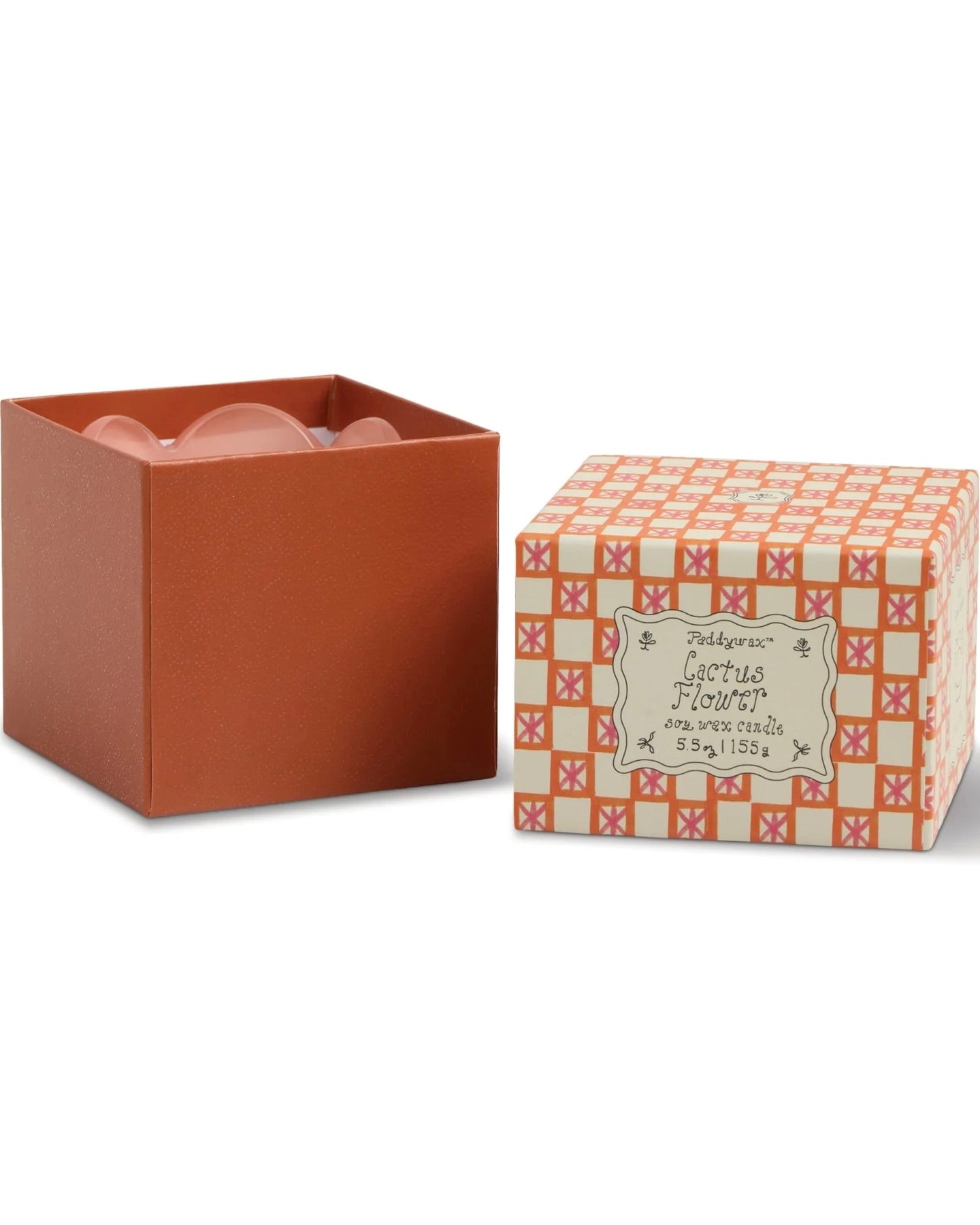 Tulip Pink & Burnt Orange Glass Candle - Cactus Flower