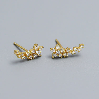 Gold Flower Ear Crawler With Cubic Zirconia
