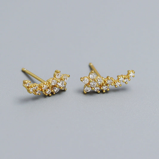Gold Flower Ear Crawler With Cubic Zirconia
