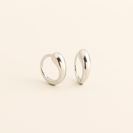 Silver Teardrop Huggie