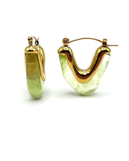 Oblong V Drop Earrings