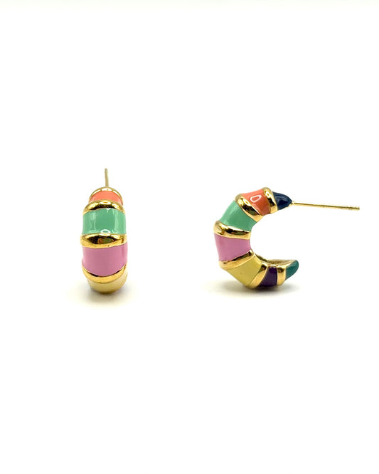 Multi Enamel Small Hoops