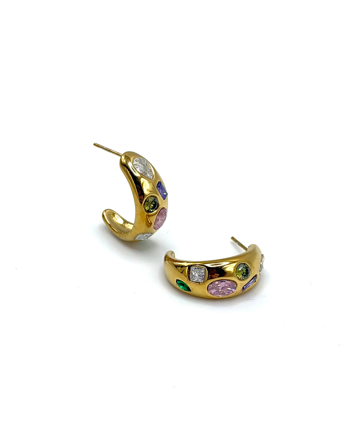 Cubic Zirconia Multi Shape Stud Hoops