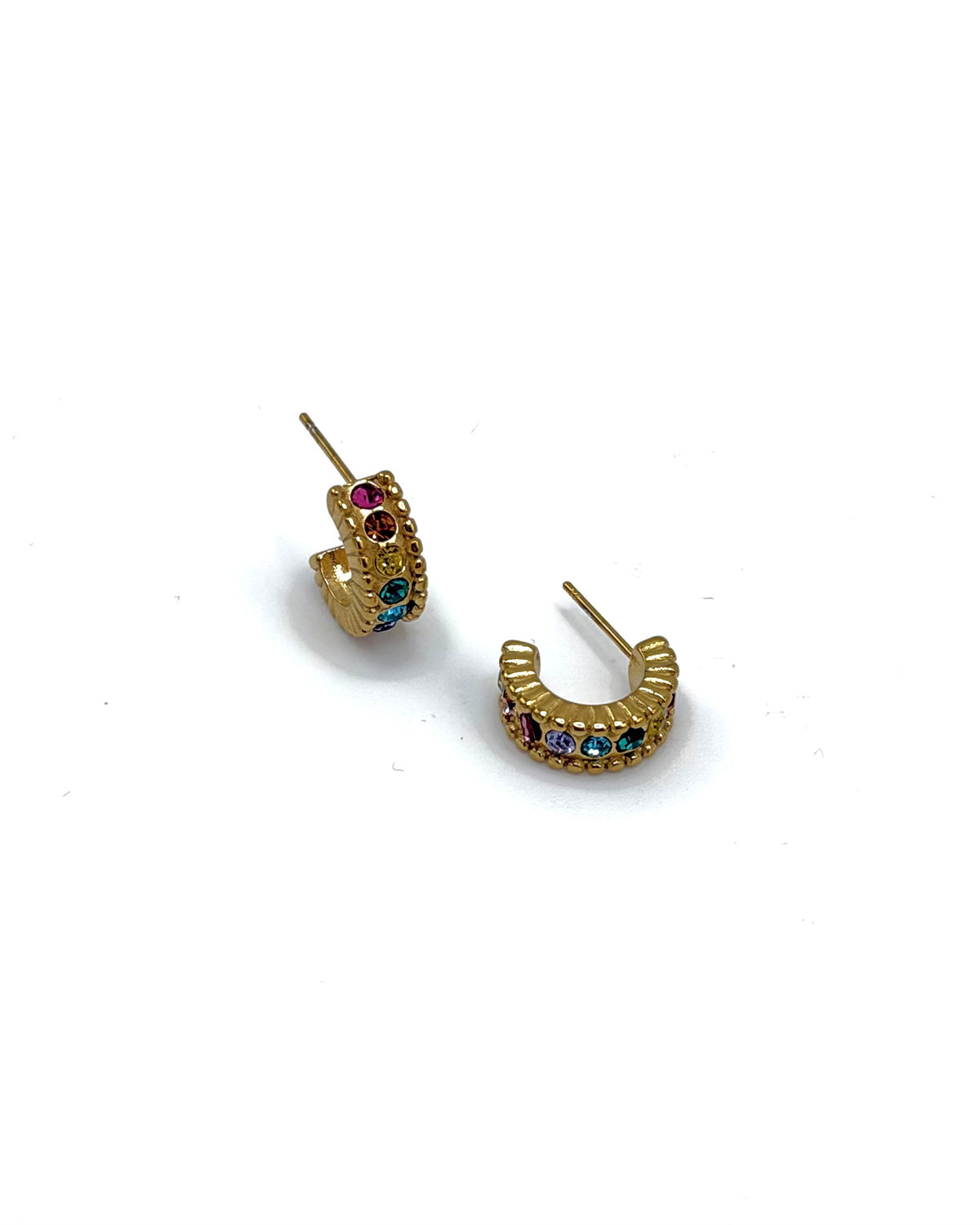 Cubic Zirconia Multi Gem Ribbed Hoops