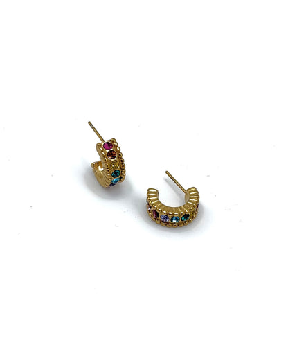 Cubic Zirconia Multi Gem Ribbed Hoops