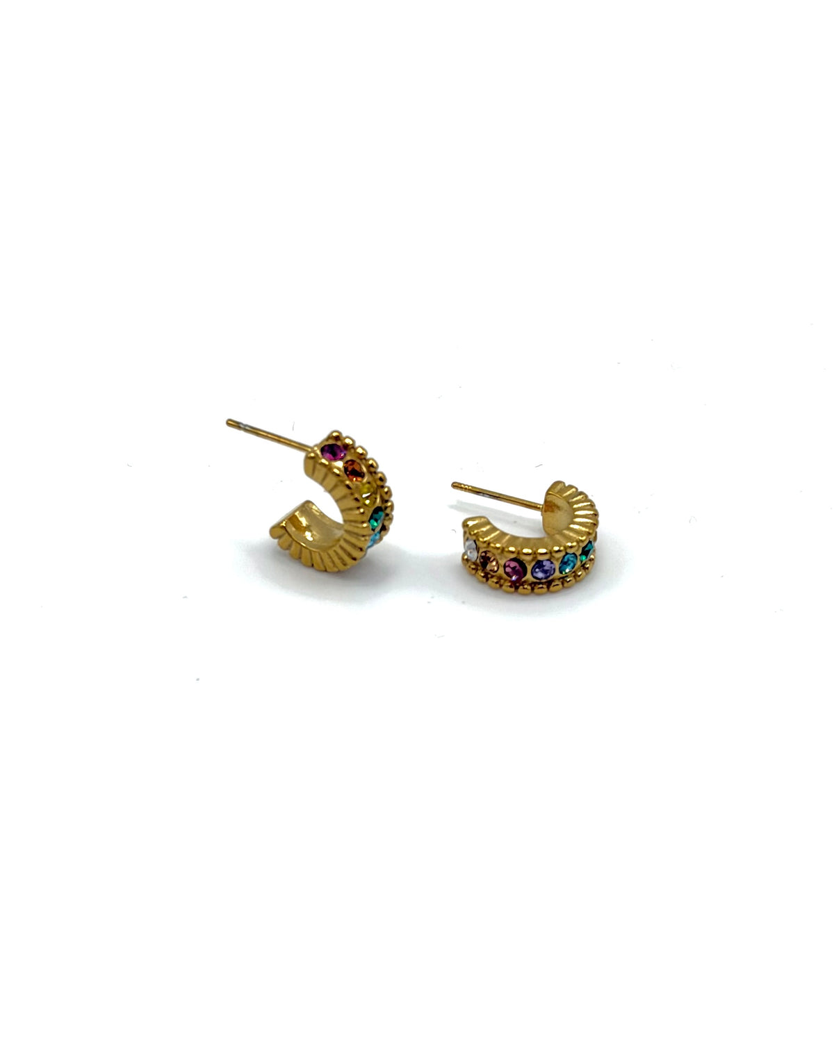 Cubic Zirconia Multi Gem Ribbed Hoops