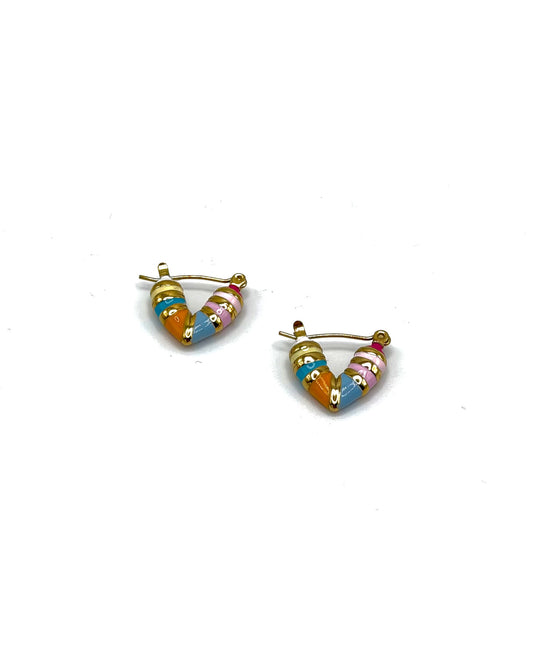Enamel Heart Hoops