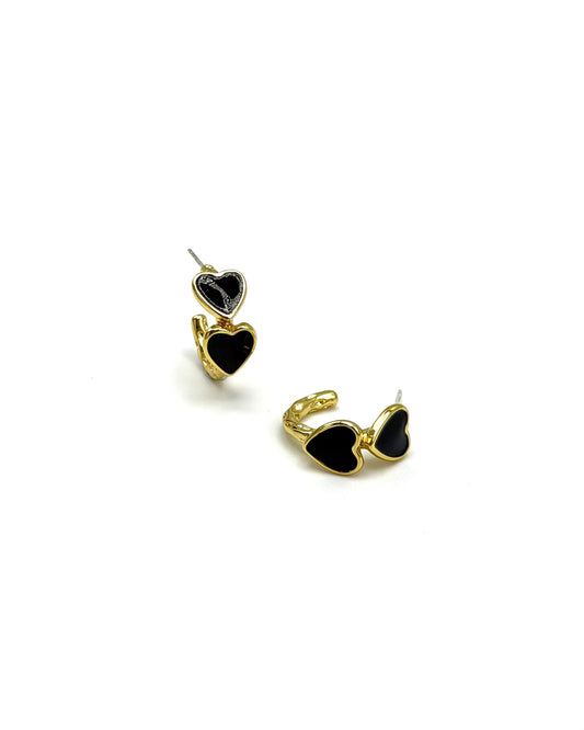 Enamel Double Heart Hoops