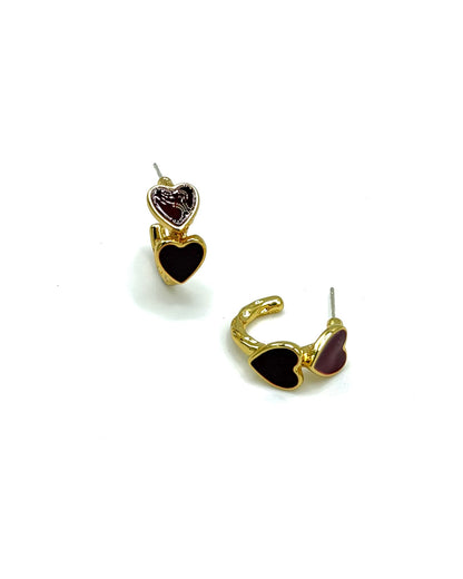 Enamel Double Heart Hoops