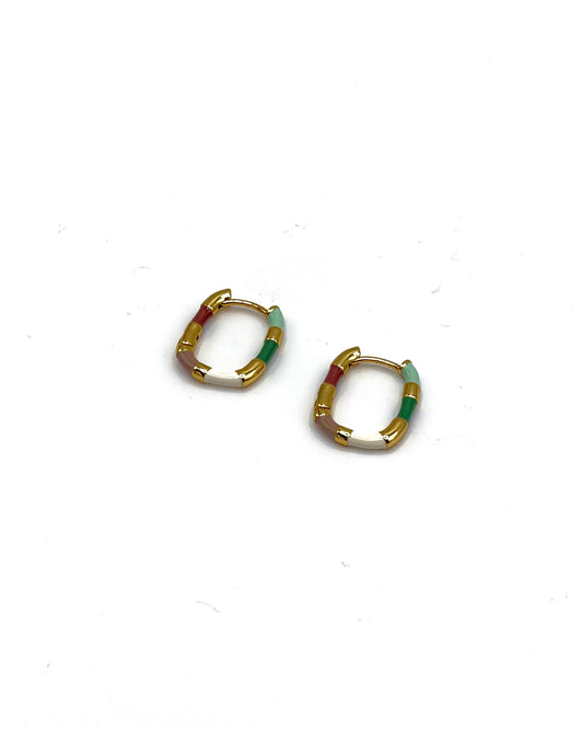 Enamel Stripe Hoops