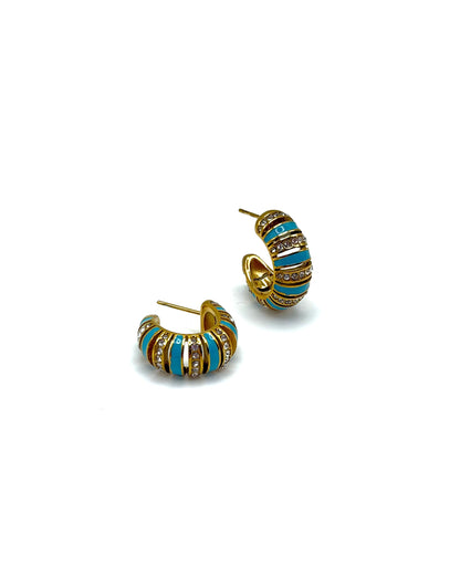 Enamel & Crystal Stripe Hoops