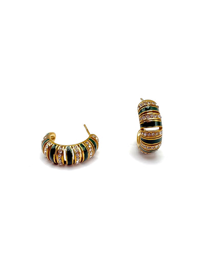 Enamel & Crystal Stripe Hoops