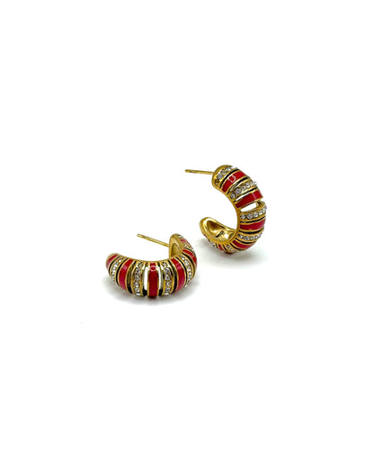 Enamel & Crystal Stripe Hoops