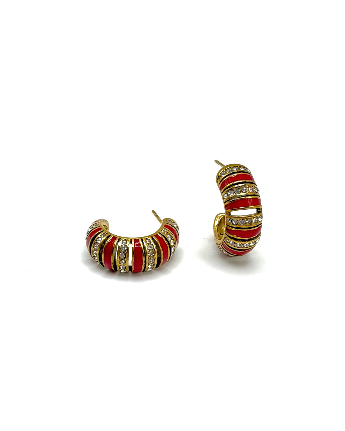 Enamel & Crystal Stripe Hoops