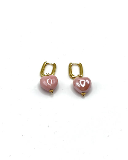 Ceramic Heart Drop Earrings