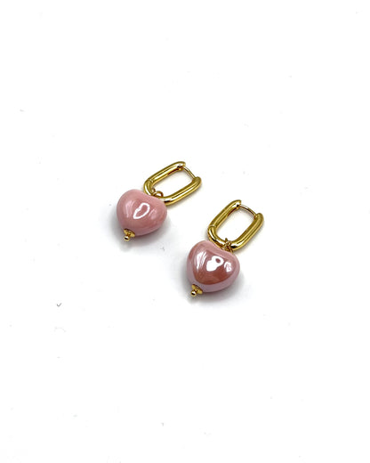 Ceramic Heart Drop Earrings
