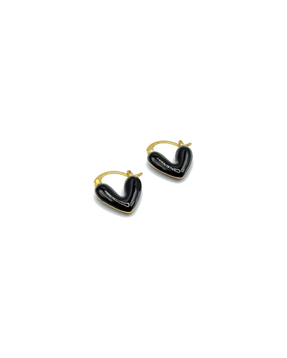 Enamel Heart Drop Earrings