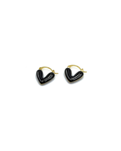 Enamel Heart Drop Earrings