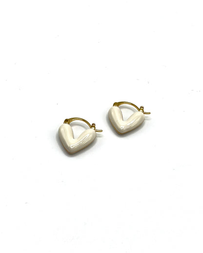 Enamel Heart Drop Earrings