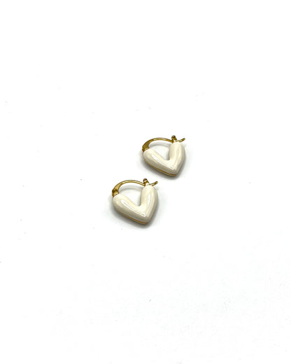 Enamel Heart Drop Earrings